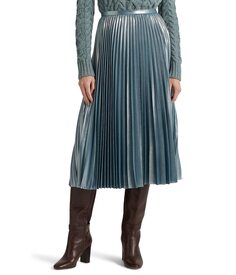 Юбка LAUREN Ralph Lauren, Petite Pleated Metallic Chiffon Skirt
