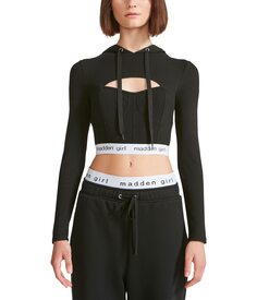 Худи Madden Girl, Cropped Corset Hoodie Top w/ Cutout