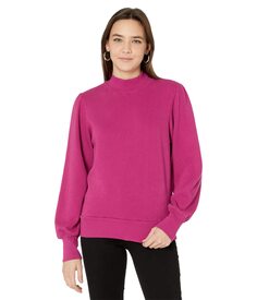 Худи Michael Stars, Cozy Terry Paisley Puff Long Sleeve Mock Neck Sweatshirt