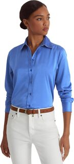 Рубашка из атласа Petite Charmeuse LAUREN Ralph Lauren, цвет New England Blue
