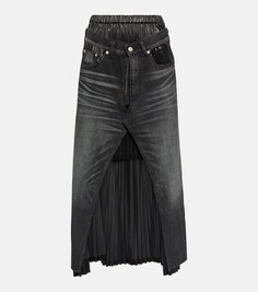 Многослойная джинсовая юбка миди из коллекции levi&apos;s Junya Watanabe, черный