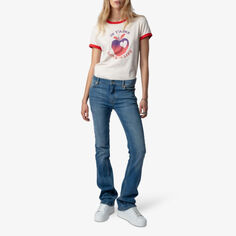 Хлопковая футболка с текстовым принтом и логотипом Walk Love Is Life Zadig&amp;Voltaire, цвет petale Zadig&Voltaire
