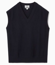 Жилет Cos V-neck Boiled Wool, темно-синий