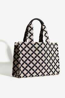 Сумка H&amp;M Cotton Blend Tote, бежевый/черный H&M