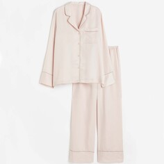 Пижама H&amp;M Satin Shirt And Pants, пудрово-розовый H&M