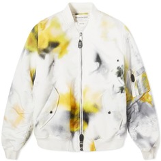 Куртка Alexander Mcqueen Obscured Flower Printed Bomber, белый/желтый