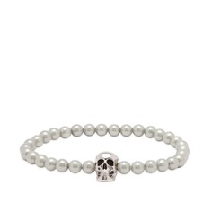 Браслет Alexander Mcqueen Skull Beaded, серебристый