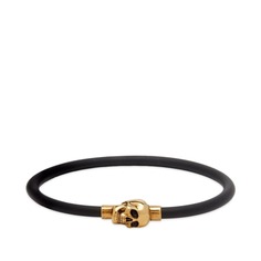 Браслет Alexander Mcqueen Rubber Cord Skull, черный/золотистый