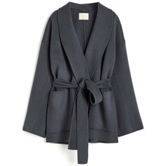 Пальто H&amp;M Tie-belt Wool, темно-серый H&M