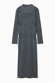 Платье миди COS Striped Rib-Knit, серый