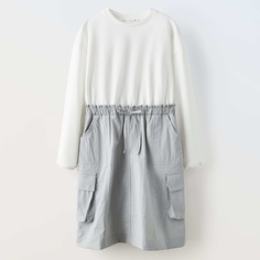 Платье для девочек Zara Contrast Cargo, серый