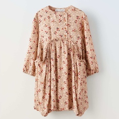 Платье для девочек Zara Floral Print, светло-бежевый