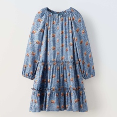 Платье для девочек Zara Floral Print, светло-синий