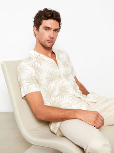 Классическая мужская рубашка с коротким рукавом и узором LCWAIKIKI Classic