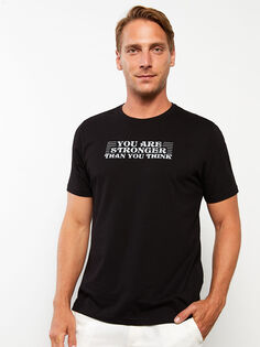 Мужская футболка с коротким рукавом с круглым вырезом и принтом LCWAIKIKI Classic