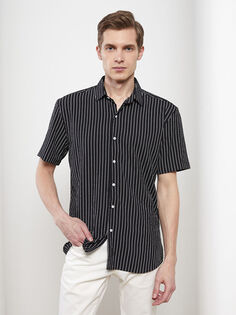 Полосатая мужская рубашка с коротким рукавом Regular Fit LCW Vision