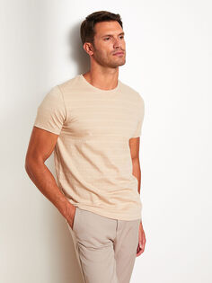 Полосатая мужская футболка с круглым вырезом и короткими рукавами LCW Vision