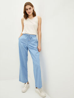 Женские джинсовые брюки с широкими штанинами и широкими штанинами с эластичной резинкой на талии и карманом LC Waikiki Basic