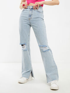Женские джинсовые брюки прямого кроя с карманами и деталями Xside