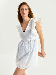 Женское хлопковое платье без рукавов с v-образным вырезом и узором Xside