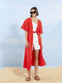 Женское кимоно из поплина с короткими рукавами и воротником-шалью LCW Dream