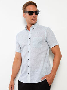 Мужская рубашка Slim Fit с коротким рукавом Oxford LCWAIKIKI Classic
