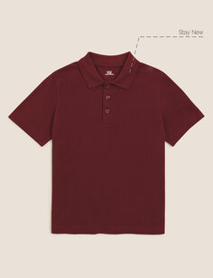 Рубашка-поло унисекс из чистого хлопка (2–16 лет) Marks &amp; Spencer, бургундия