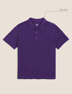 Рубашка-поло унисекс из чистого хлопка (2–16 лет) Marks &amp; Spencer, фиолетовый