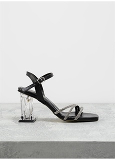 Черные женские туфли на толстом каблуке F By Fabrika