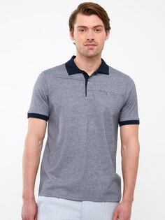 Мерсеризованная мужская футболка с воротником-поло и коротким рукавом LCWAIKIKI Classic, новый темно-синий