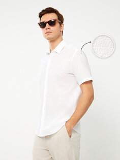 Мужская рубашка обычного кроя с коротким рукавом LCW Vision, буксе белый