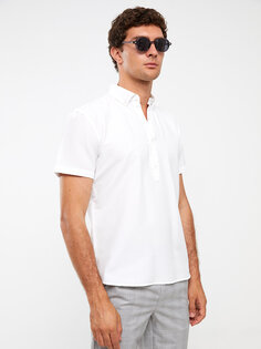 Мужская рубашка обычного кроя с коротким рукавом LCW Vision, белый