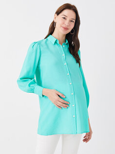 Простая рубашка-туника для беременных с длинными рукавами LCWAIKIKI Maternity, мятно-зеленый