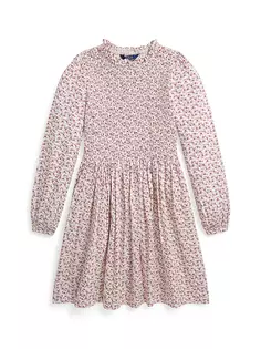 Платье из хлопкового твила со сборками для девочек Polo Ralph Lauren, цвет eugenie floral