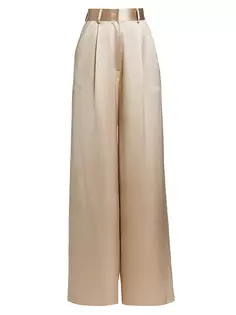Широкие шелковые брюки Lua с высокой талией Adriana Iglesias, золото
