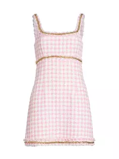 Твидовое мини-платье в клетку Gabrielle Rebecca Vallance, розовый