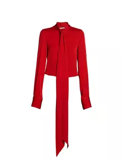 Укороченная блузка с завязками на воротнике Stella Mccartney, красный