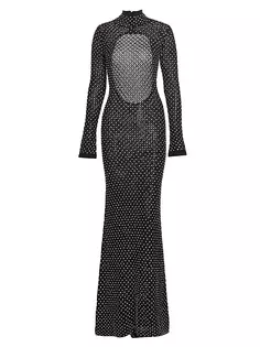 Трикотажное платье с кристаллической вышивкой David Koma, черный