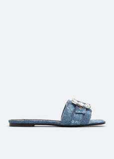 Сандалии DOLCE&amp;GABBANA Patchwork denim slide sandals, синий
