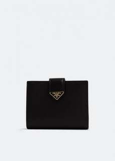 Кошелек PRADA Small Saffiano and leather wallet, черный