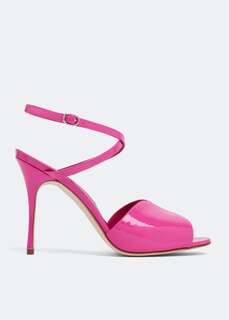 Сандалии MANOLO BLAHNIK Houramu patent sandals, розовый