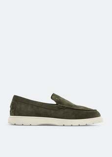 Лоферы TOD&apos;S Suede slip-on loafers, зеленый Tod’S