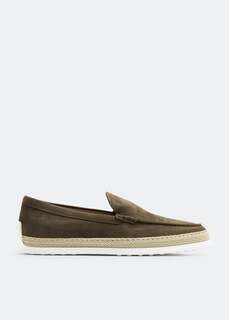 Лоферы TOD&apos;S Nubuck slip-on shoes, зеленый Tod’S