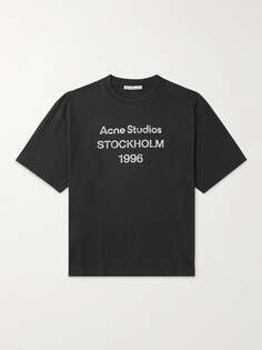 Потертая футболка Exford из хлопкового джерси с логотипом ACNE STUDIOS, черный