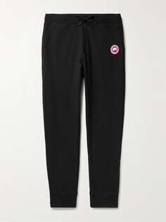 Зауженные спортивные штаны Huron из хлопкового джерси с логотипом и аппликацией CANADA GOOSE, черный