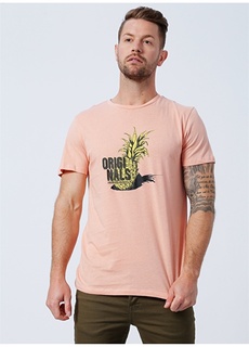 Светло-розовая мужская футболка с круглым вырезом со стандартным узором и принтом Jack &amp; Jones