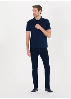 Однотонная мужская футболка-поло темно-синего цвета Pierre Cardin
