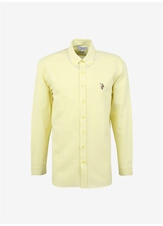 Светло-желтая мужская рубашка с воротником на пуговицах стандартного кроя U.S. Polo Assn.