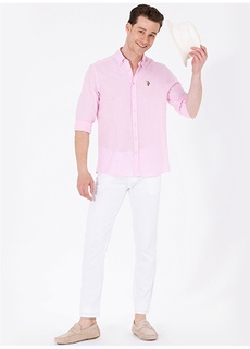 Розовая мужская рубашка с воротником на пуговицах стандартного кроя U.S. Polo Assn.
