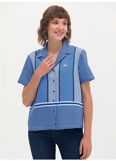 Синяя женская рубашка стандартного кроя с рубашечным воротником U.S. Polo Assn.